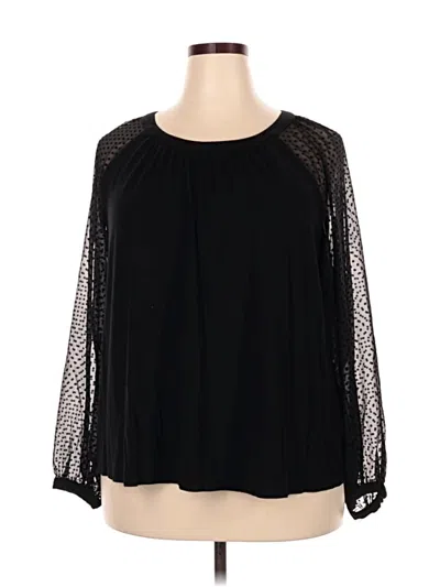 Pre-owned Zac & Rachel Long Sleeve Blouse In Black