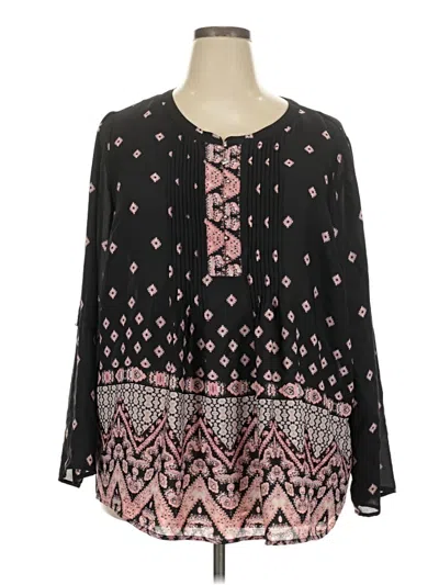 Pre-owned Zac & Rachel Long Sleeve Blouse In Black