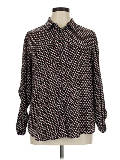 Pre-owned Zac & Rachel Long Sleeve Blouse In Black