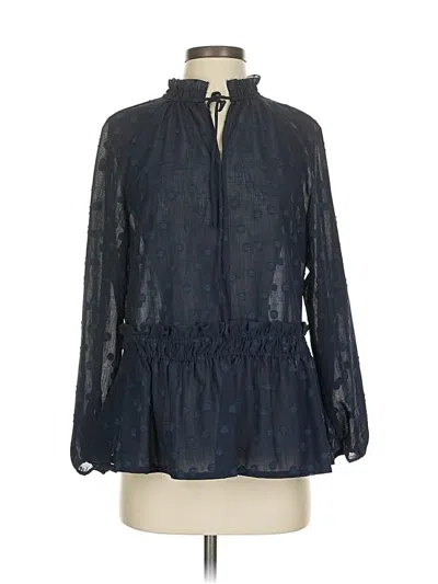 Pre-owned Zac & Rachel Long Sleeve Blouse In Blue