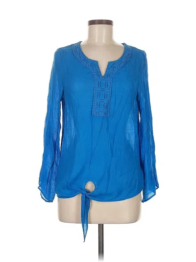 Pre-owned Zac & Rachel Long Sleeve Blouse In Blue