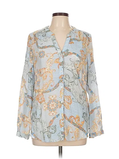 Pre-owned Zac & Rachel Long Sleeve Blouse In Blue