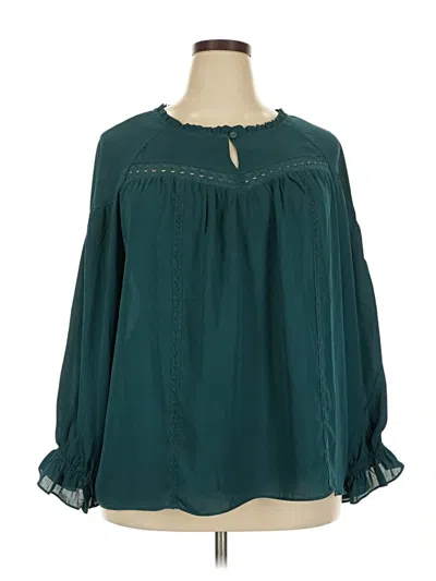 Pre-owned Zac & Rachel Long Sleeve Blouse In Blue