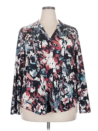 Pre-owned Zac & Rachel Long Sleeve Blouse In Blue