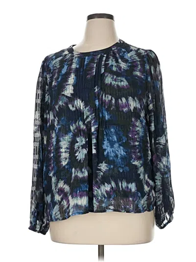 Pre-owned Zac & Rachel Long Sleeve Blouse In Blue