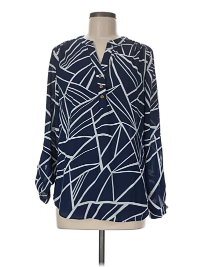 Pre-owned Zac & Rachel Long Sleeve Blouse In Blue