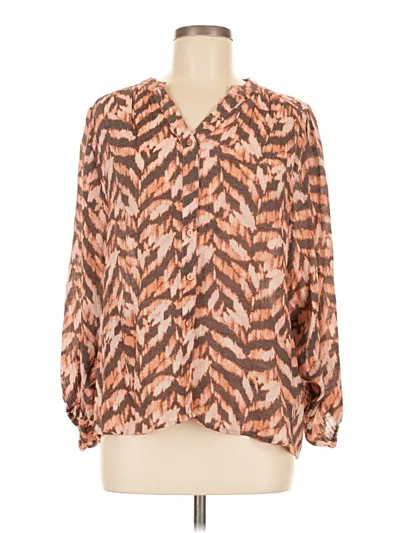 Pre-owned Zac & Rachel Long Sleeve Blouse In Brown