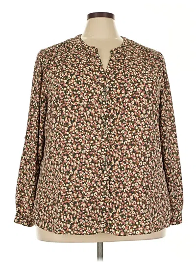 Pre-owned Zac & Rachel Long Sleeve Blouse In Brown