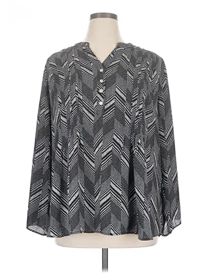 Pre-owned Zac & Rachel Long Sleeve Blouse In Gray
