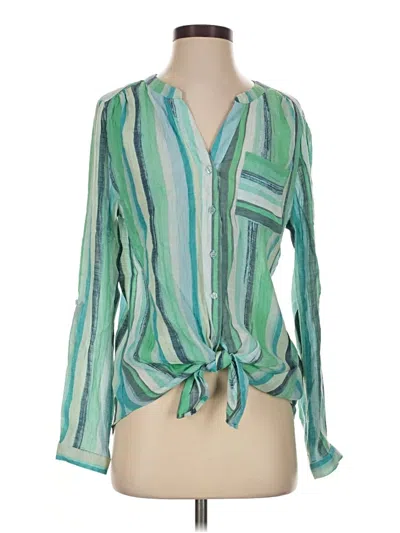 Pre-owned Zac & Rachel Long Sleeve Blouse In Green