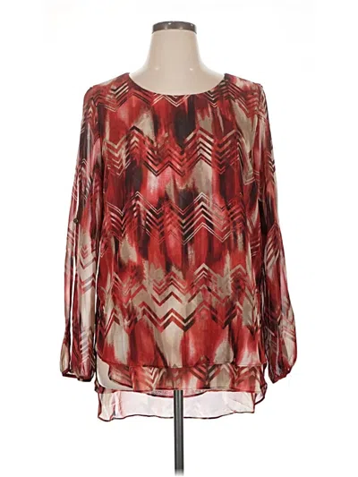 Pre-owned Zac & Rachel Long Sleeve Blouse In Red