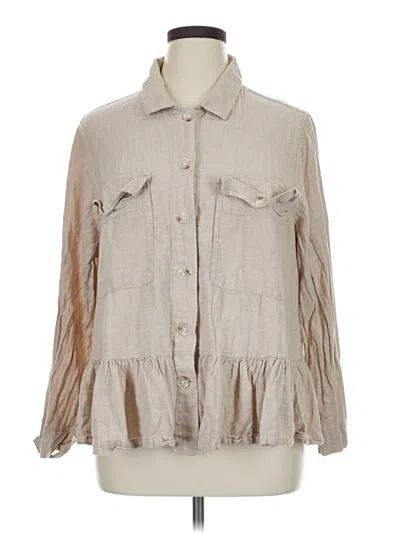 Pre-owned Zac & Rachel Long Sleeve Blouse In Tan