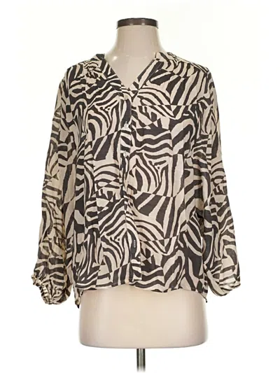 Pre-owned Zac & Rachel Long Sleeve Blouse In Tan
