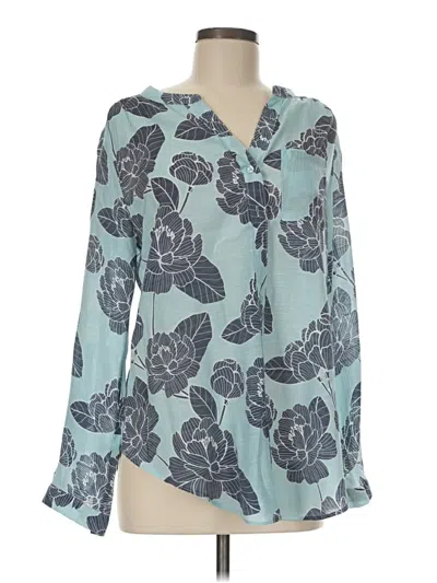 Pre-owned Zac & Rachel Long Sleeve Blouse In Teal