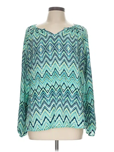 Pre-owned Zac & Rachel Long Sleeve Blouse In Teal