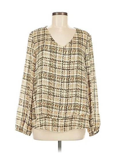 Pre-owned Zac & Rachel Long Sleeve Blouse In White