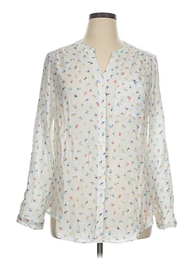 Pre-owned Zac & Rachel Long Sleeve Blouse In White