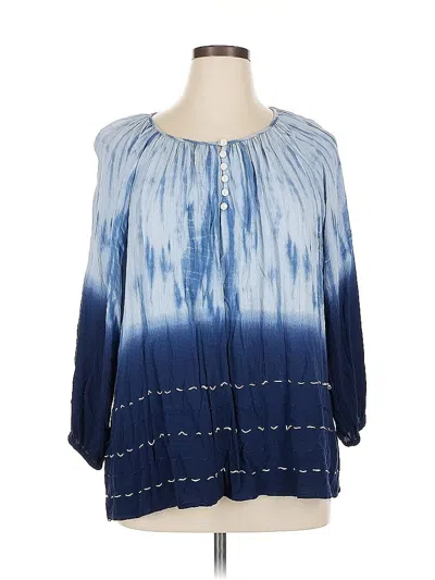 Pre-owned Zac & Rachel Long Sleeve Henley Shirt In Blue