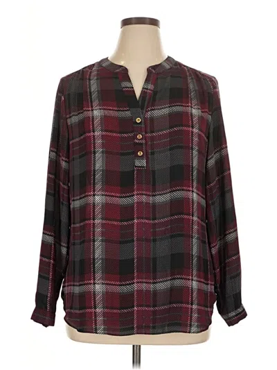 Pre-owned Zac & Rachel Long Sleeve Henley Shirt In Burgundy