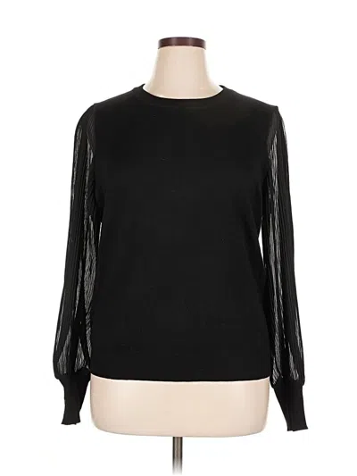 Pre-owned Zac & Rachel Long Sleeve Top Black Crew Neck Tops