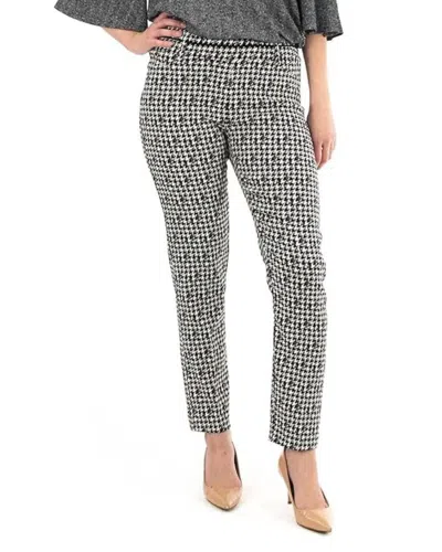 Zac & Rachel Millennium Houndstooth Stretch Pull On Pants In Black,ivory In Multi