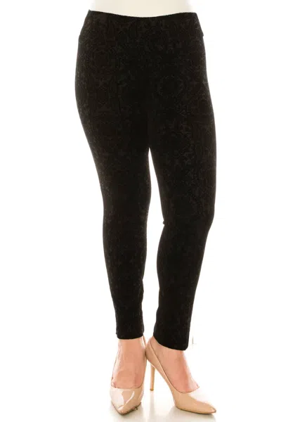 Zac & Rachel Printed Velvet Ankle Pull-on Pants In Black Henna In Multi