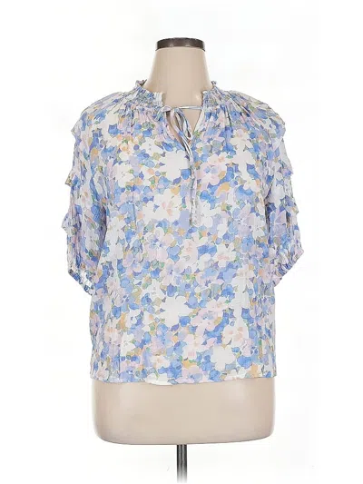 Pre-owned Zac & Rachel Short Sleeve Blouse In Blue