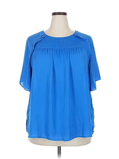 Pre-owned Zac & Rachel Short Sleeve Blouse In Blue