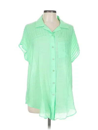 Pre-owned Zac & Rachel Short Sleeve Blouse In Green