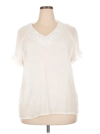 Pre-owned Zac & Rachel Short Sleeve Blouse In Ivory