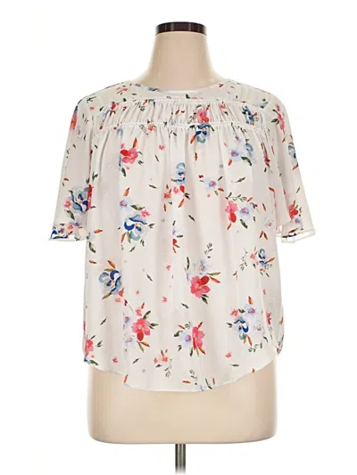 Pre-owned Zac & Rachel Short Sleeve Blouse In Ivory
