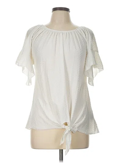 Pre-owned Zac & Rachel Short Sleeve Blouse In Ivory