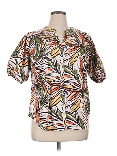 Pre-owned Zac & Rachel Short Sleeve Blouse In Orange