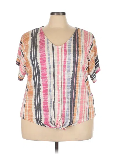 Pre-owned Zac & Rachel Short Sleeve Blouse In Pink