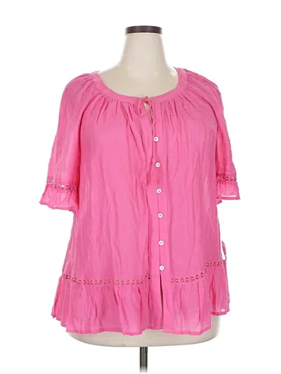 Pre-owned Zac & Rachel Short Sleeve Blouse In Pink