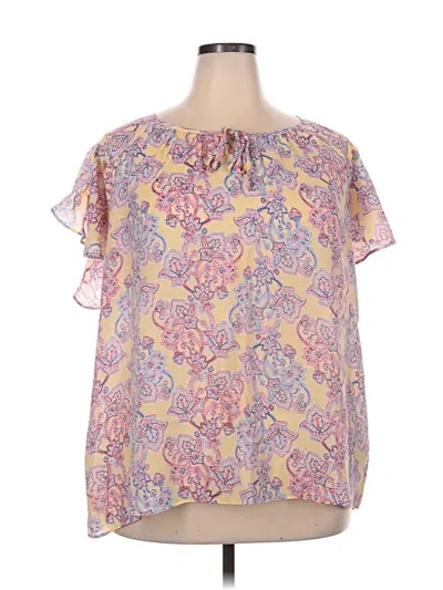 Pre-owned Zac & Rachel Short Sleeve Blouse In Pink