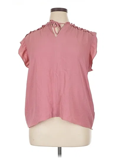 Pre-owned Zac & Rachel Short Sleeve Blouse In Pink