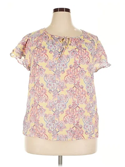 Pre-owned Zac & Rachel Short Sleeve Blouse In Pink