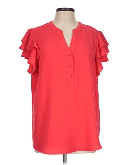 Pre-owned Zac & Rachel Short Sleeve Blouse In Red