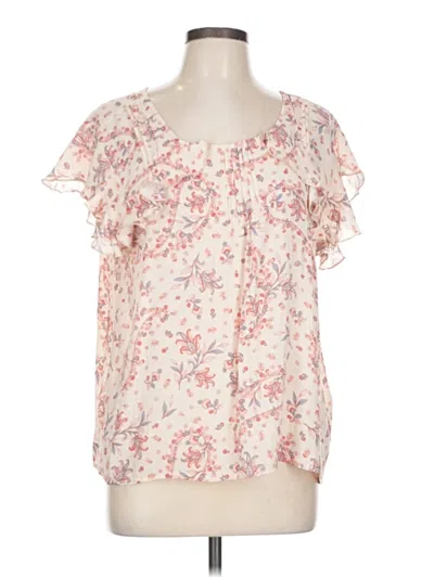 Pre-owned Zac & Rachel Short Sleeve Blouse In White