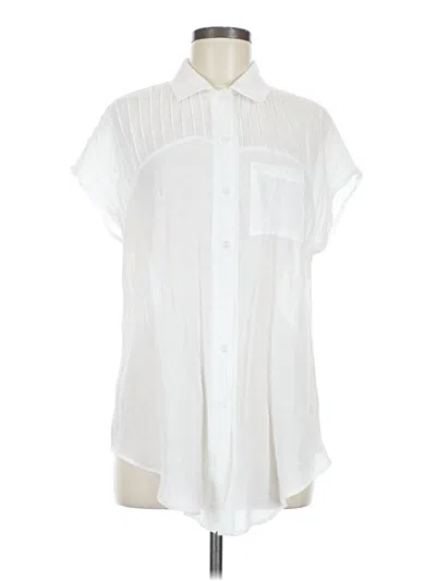 Pre-owned Zac & Rachel Short Sleeve Blouse In White