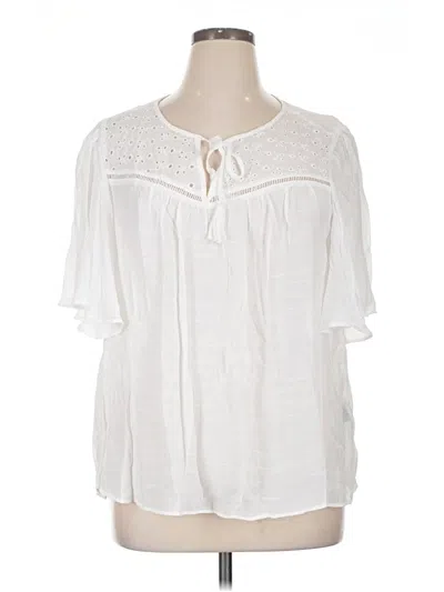 Pre-owned Zac & Rachel Short Sleeve Blouse In White
