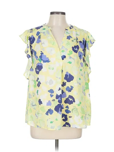 Pre-owned Zac & Rachel Short Sleeve Blouse In Yellow