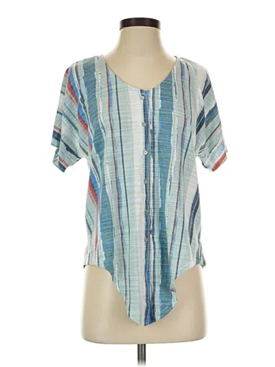 Pre-owned Zac & Rachel Short Sleeve Henley Shirt In Blue