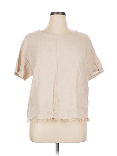 Pre-owned Zac & Rachel Short Sleeve Top Tan Crew Neck Tops In Brown