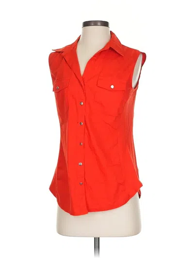Pre-owned Zac & Rachel Sleeveless Button Down Shirt In Orange