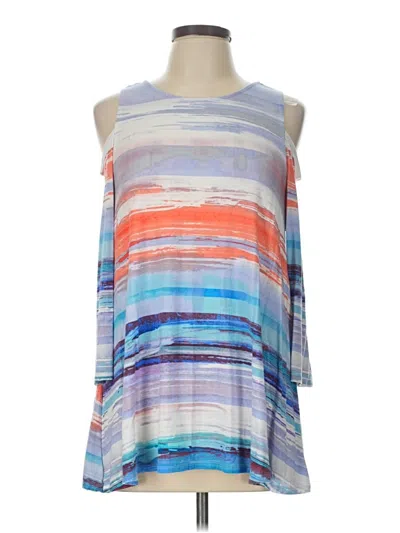 Pre-owned Zac & Rachel Sleeveless Top Blue Cold Shoulder Neckline Tops