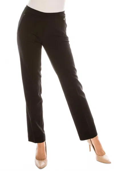 Zac & Rachel Twill Slim Pant With 2 Front Faux Zipper Pockets In Black