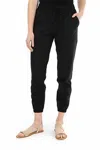 Zac & Rachel Two Pocket Tie Front Solid Jogger Pants In Black In Black