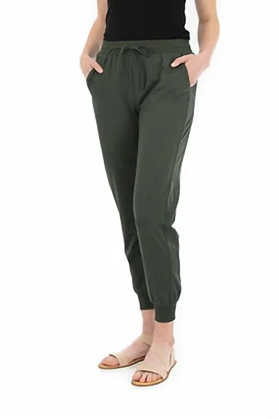 Zac & Rachel Two Pocket Tie Front Solid Jogger Pants In Olive In Green